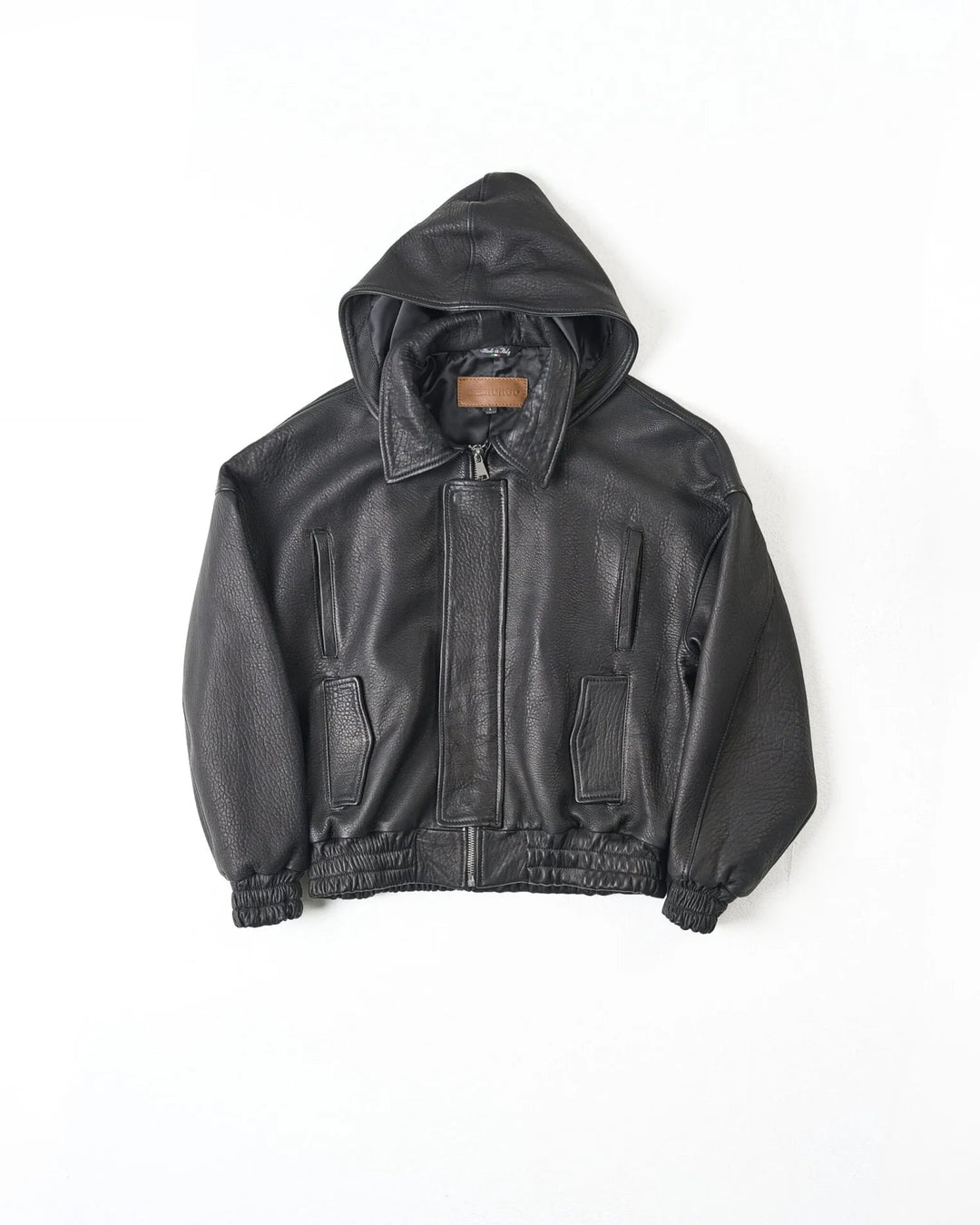 RAAS Black Leather Bomber