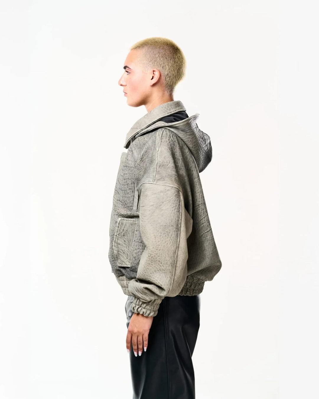 RAAS Gray Maltinto Leather Bomber