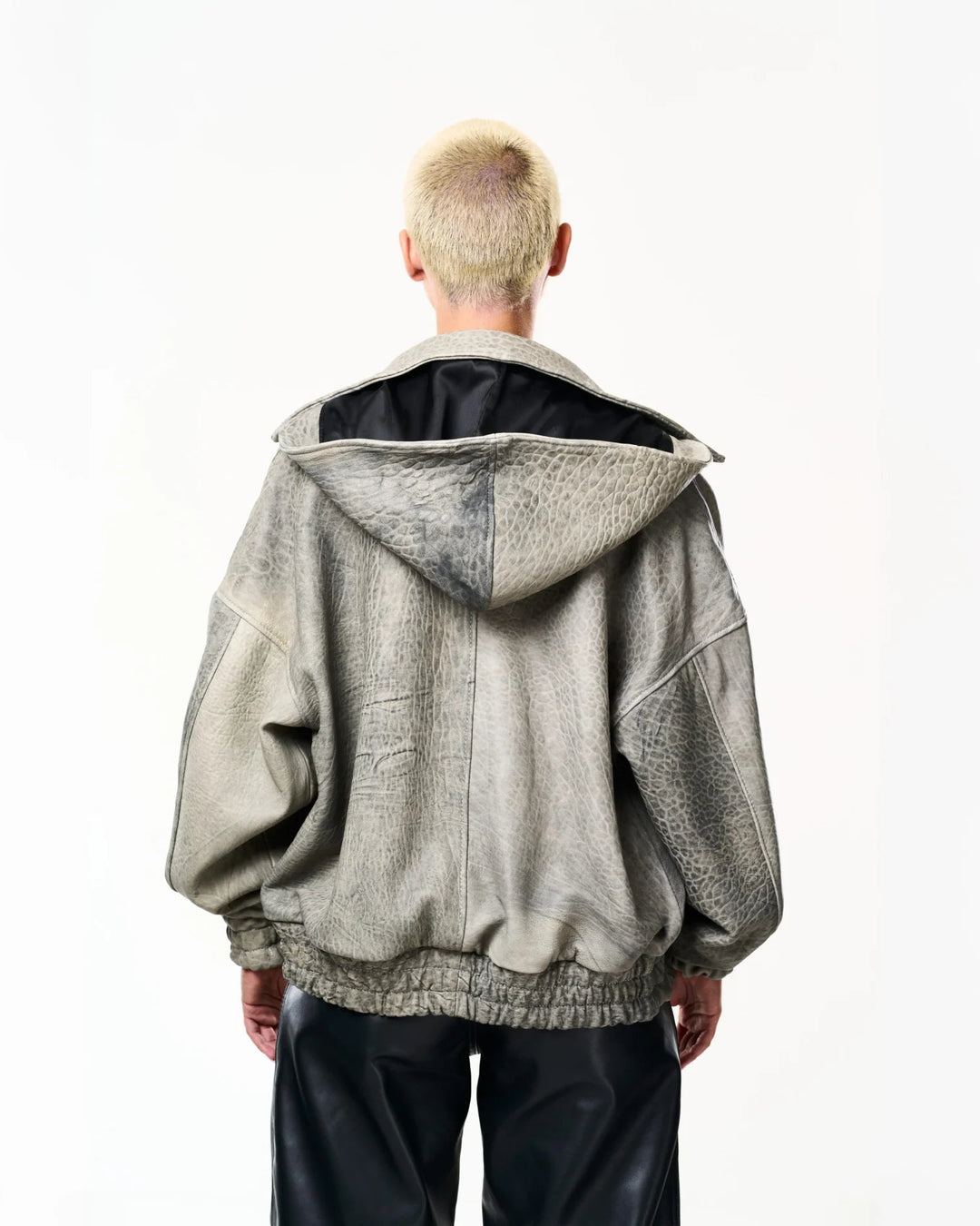 RAAS Gray Maltinto Leather Bomber