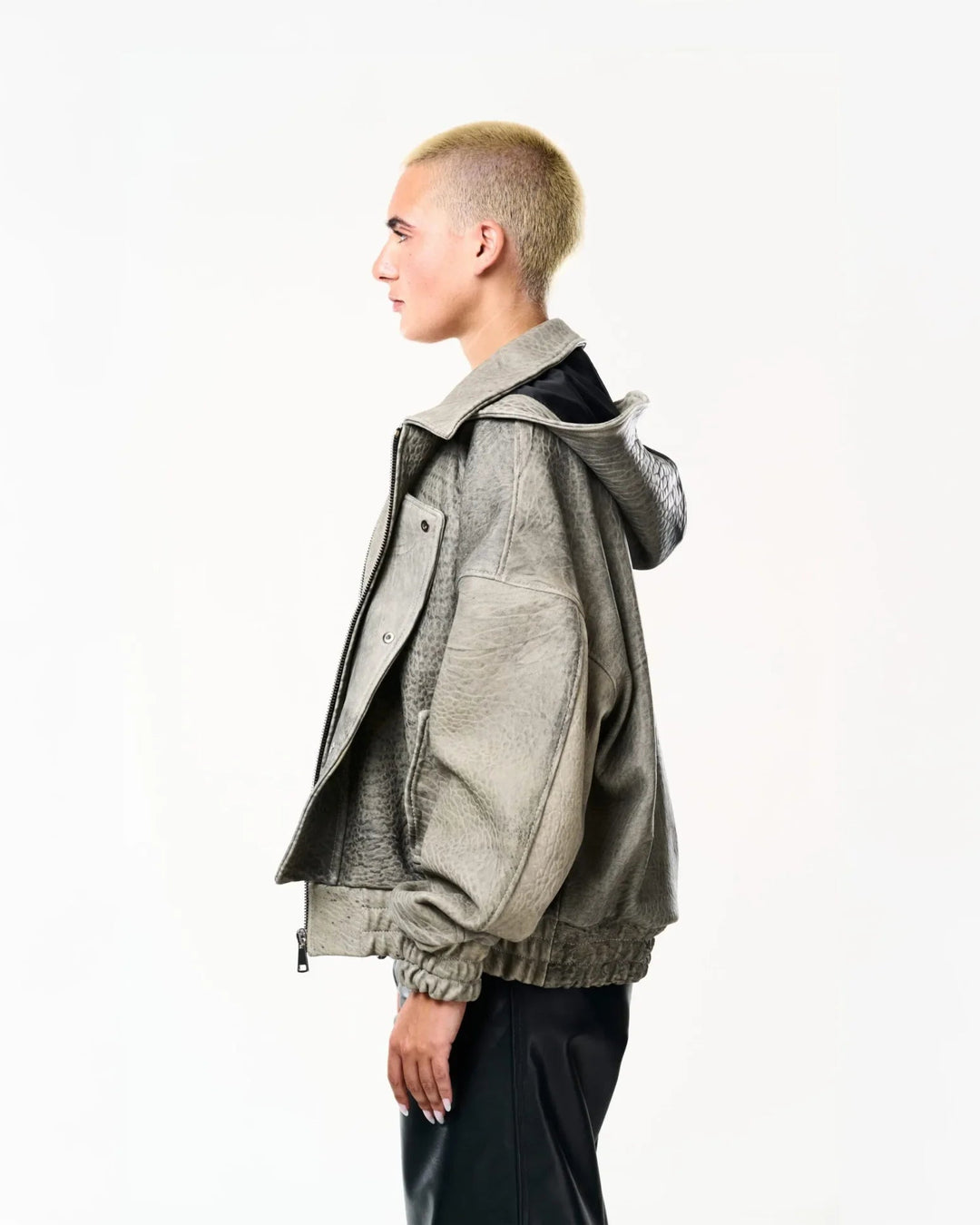 RAAS Gray Maltinto Leather Bomber