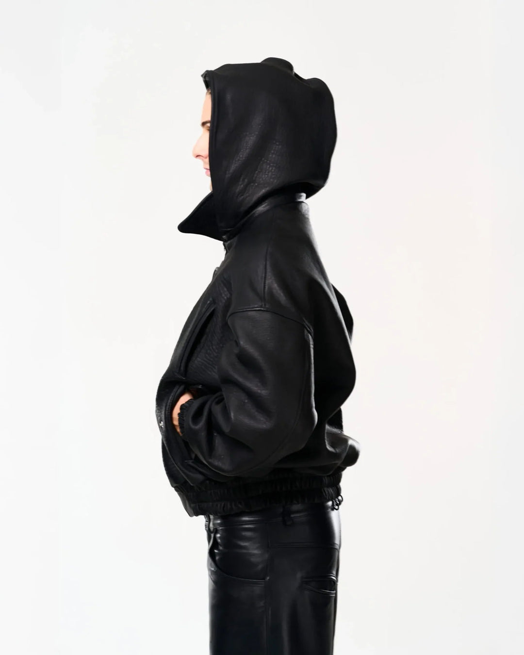 RAAS Black Leather Bomber