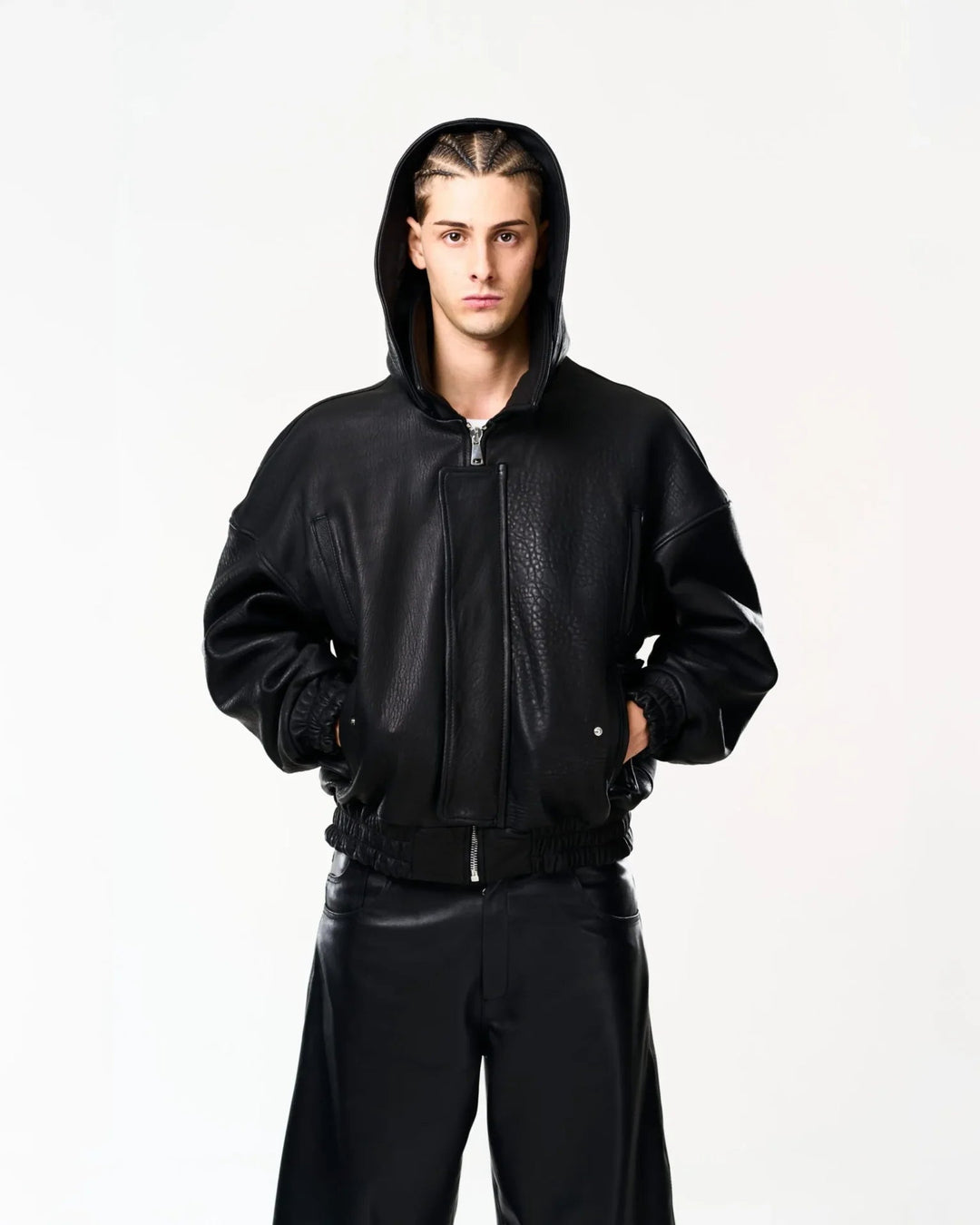 RAAS Black Leather Bomber
