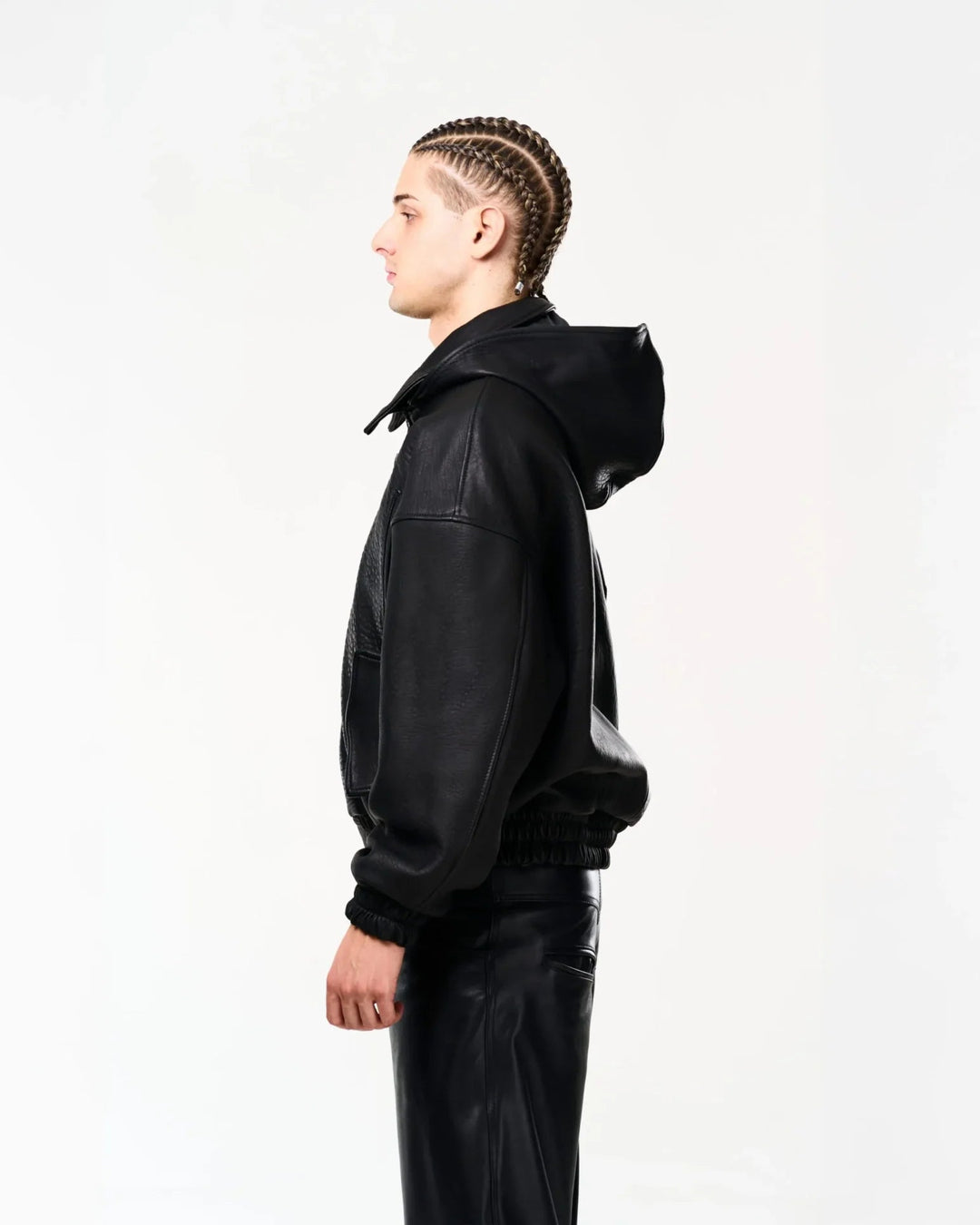 RAAS Black Leather Bomber