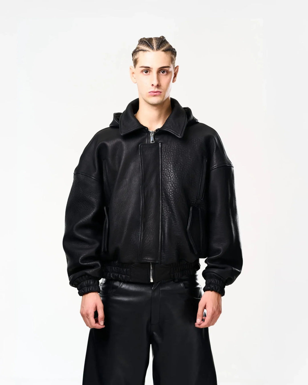 RAAS Black Leather Bomber