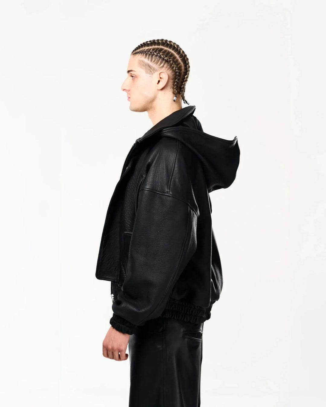 RAAS Black Leather Bomber