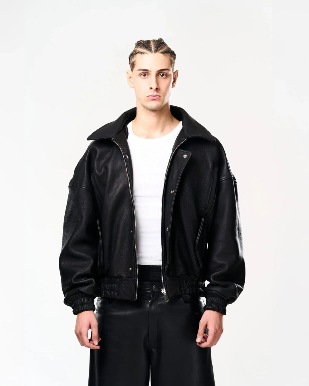 RAAS Black Leather Bomber