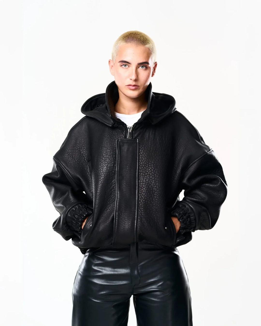 RAAS Black Leather Bomber
