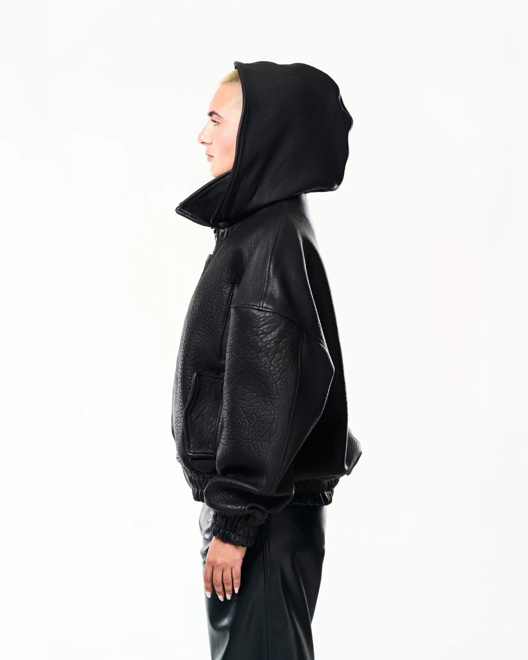 RAAS Black Leather Bomber