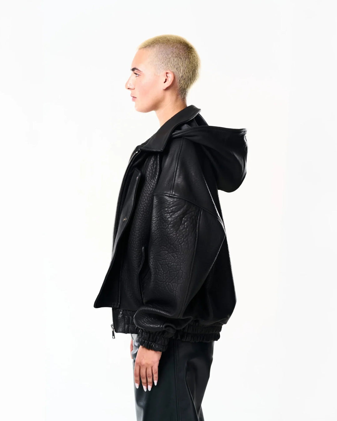 RAAS Black Leather Bomber
