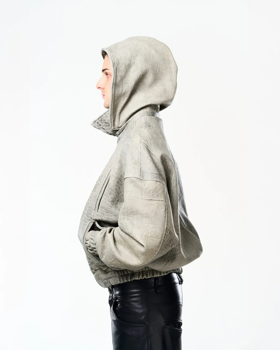 RAAS Gray Maltinto Leather Bomber