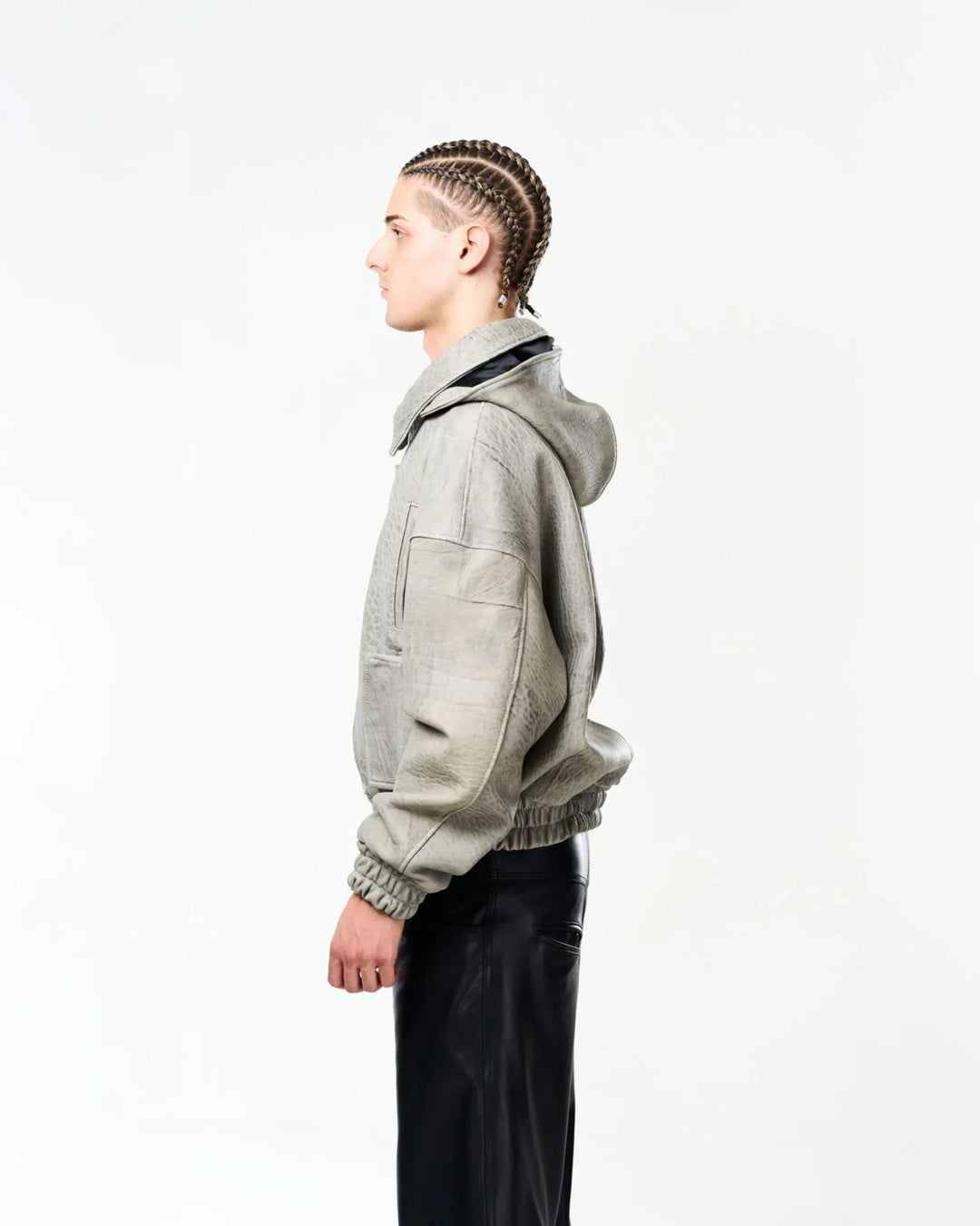 RAAS Gray Maltinto Leather Bomber