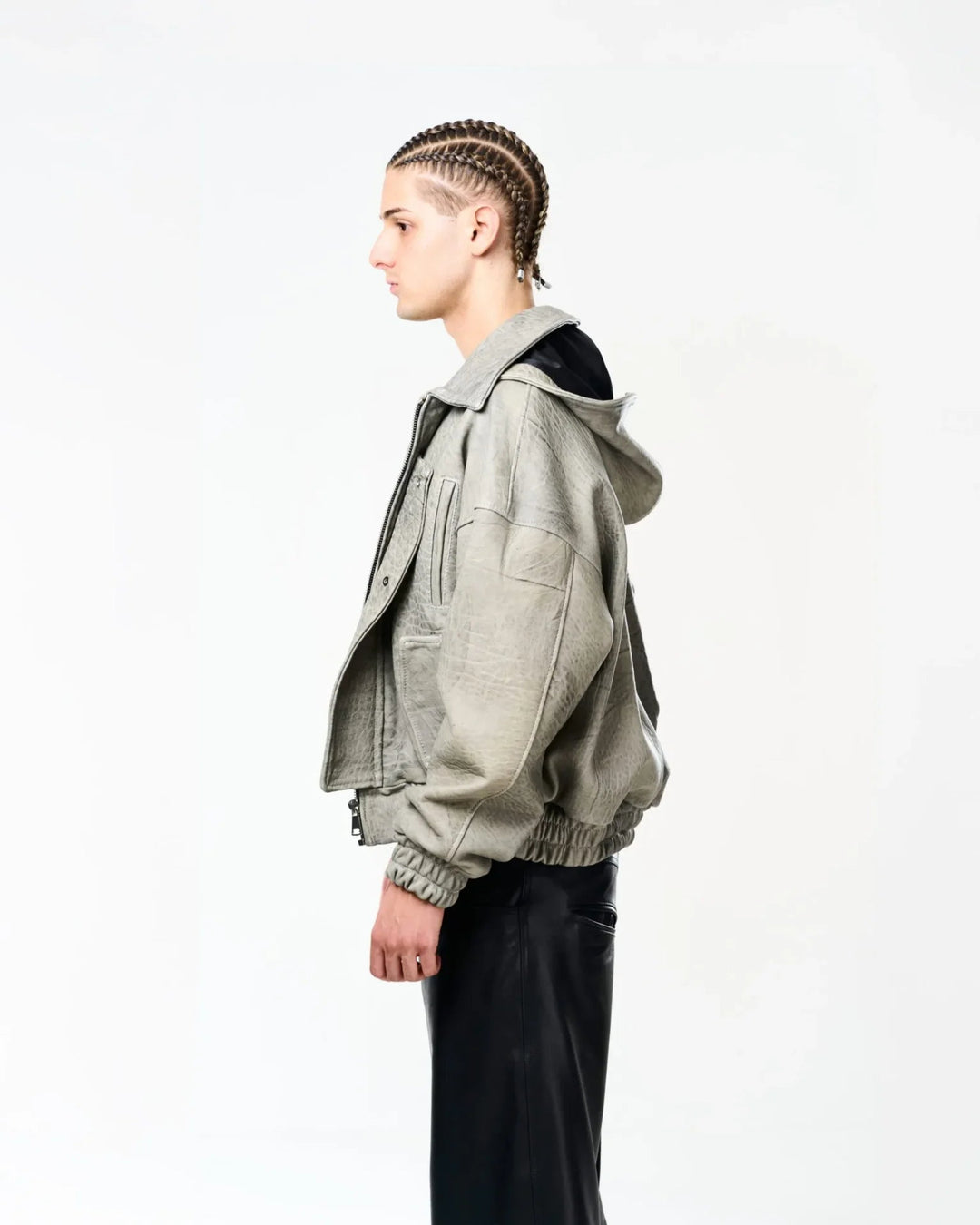 RAAS Gray Maltinto Leather Bomber