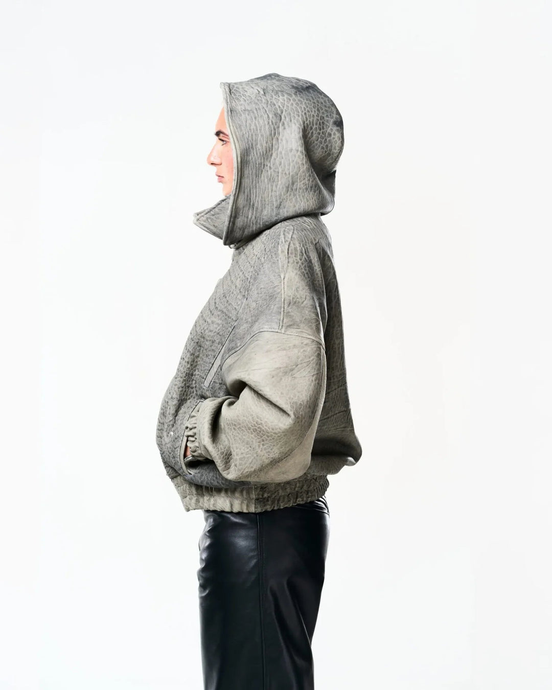 RAAS Gray Maltinto Leather Bomber
