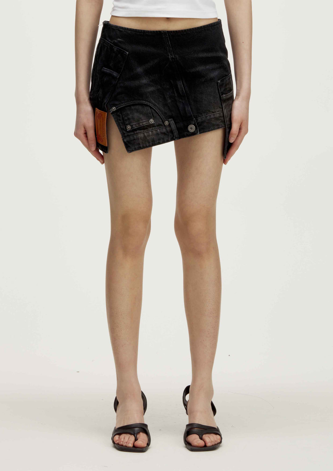 MARRKNULL • Black Origami Denim Skirt