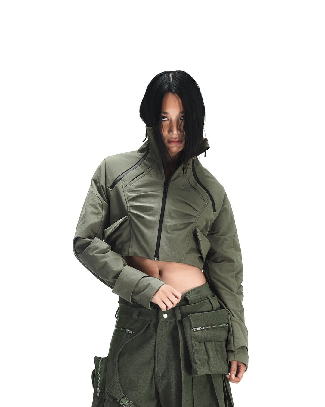 XIRVA CROPPED JACKET (Olive)