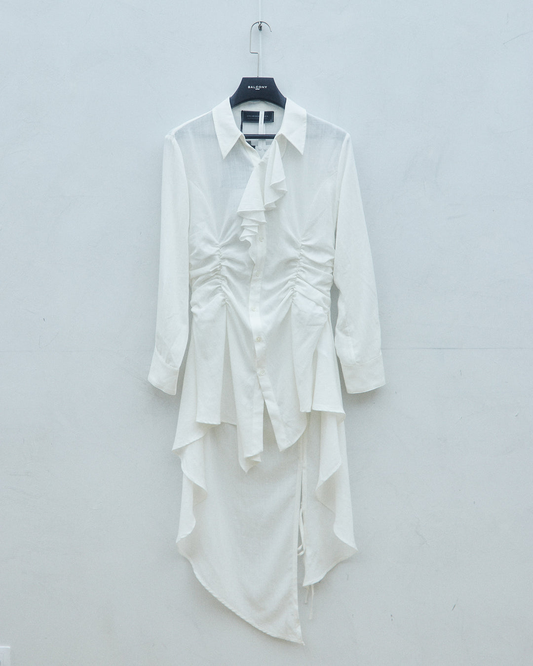 White pleated shirt dress