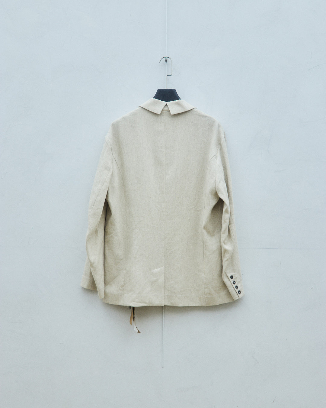 Ink-wash portrait print coat in off-white