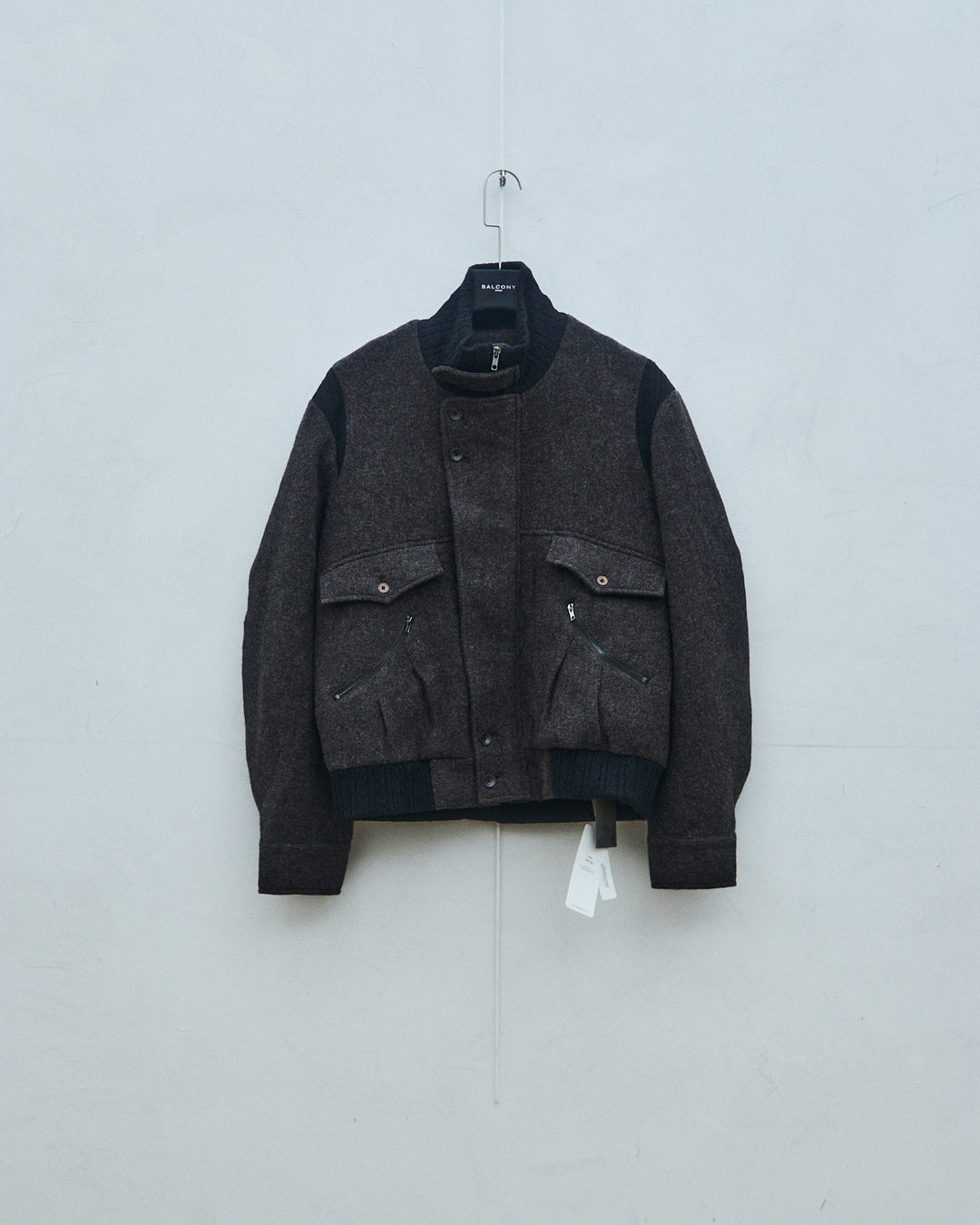 Brown knitted collar jacket