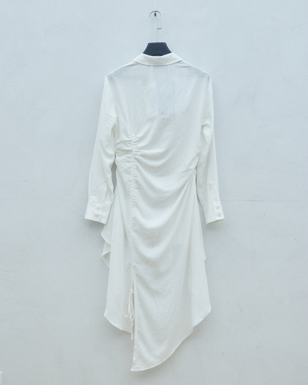 White pleated shirt dress