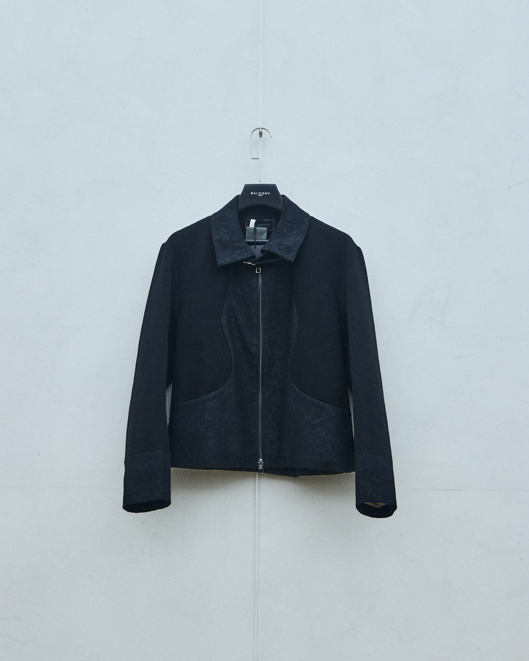 Jacquard patchwork jacket in black