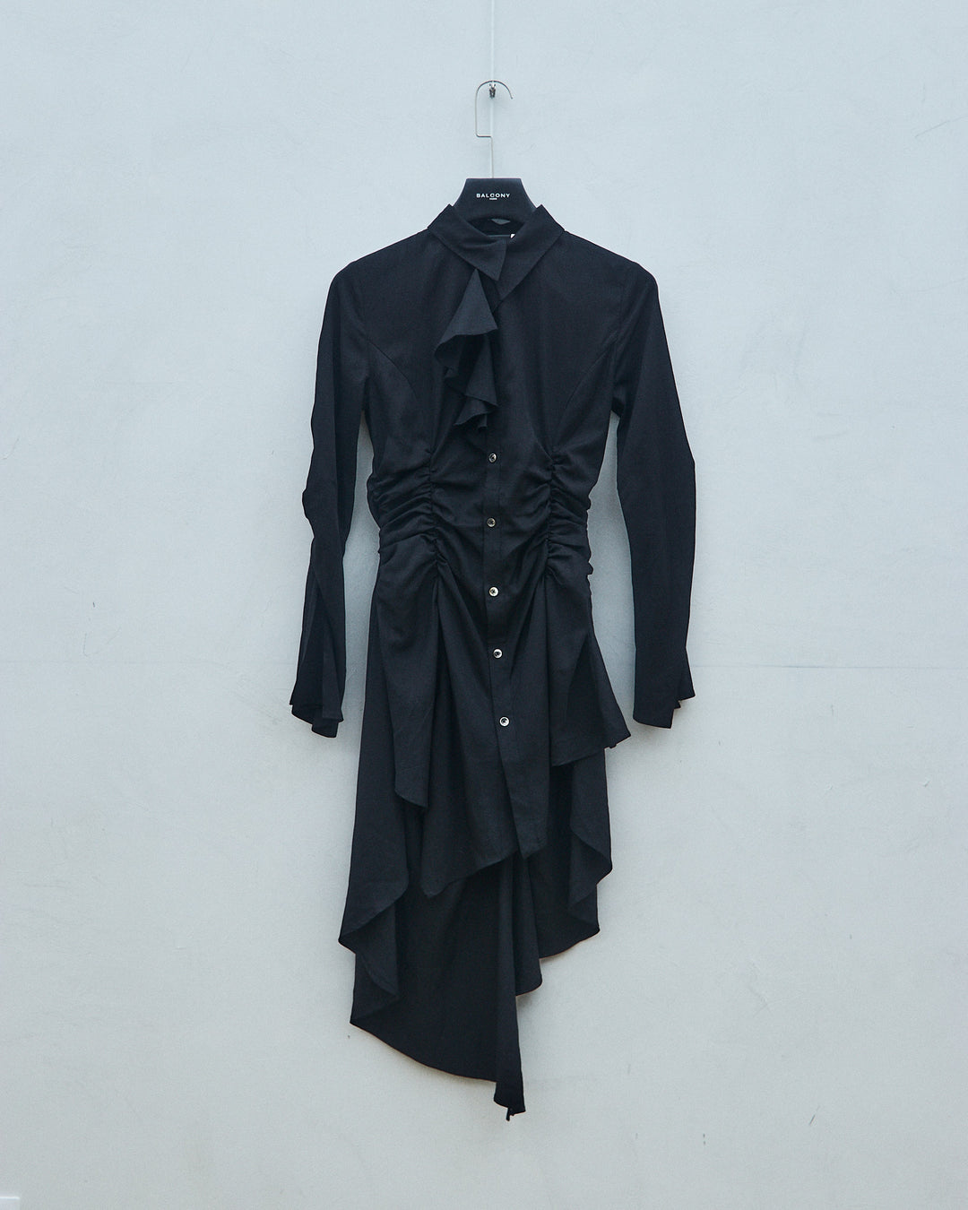 Black pleated shirt dress