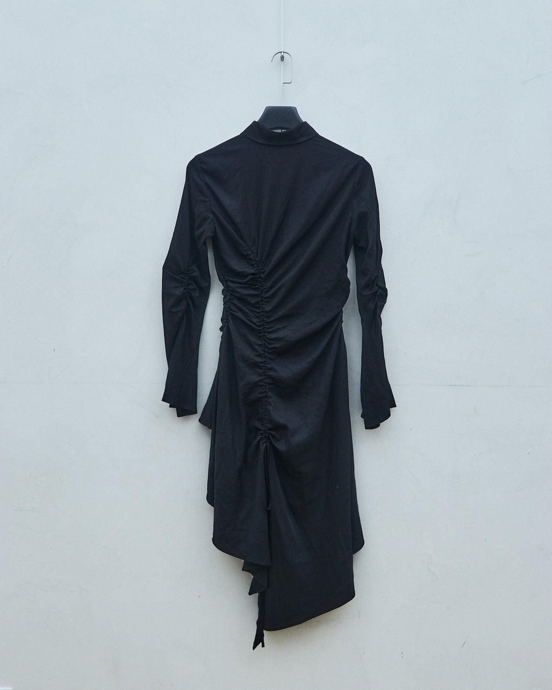 Black pleated shirt dress