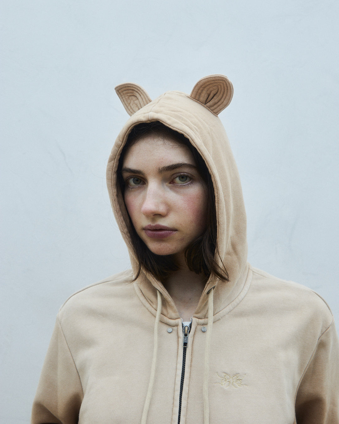Small fit destroyed hoodie with ears