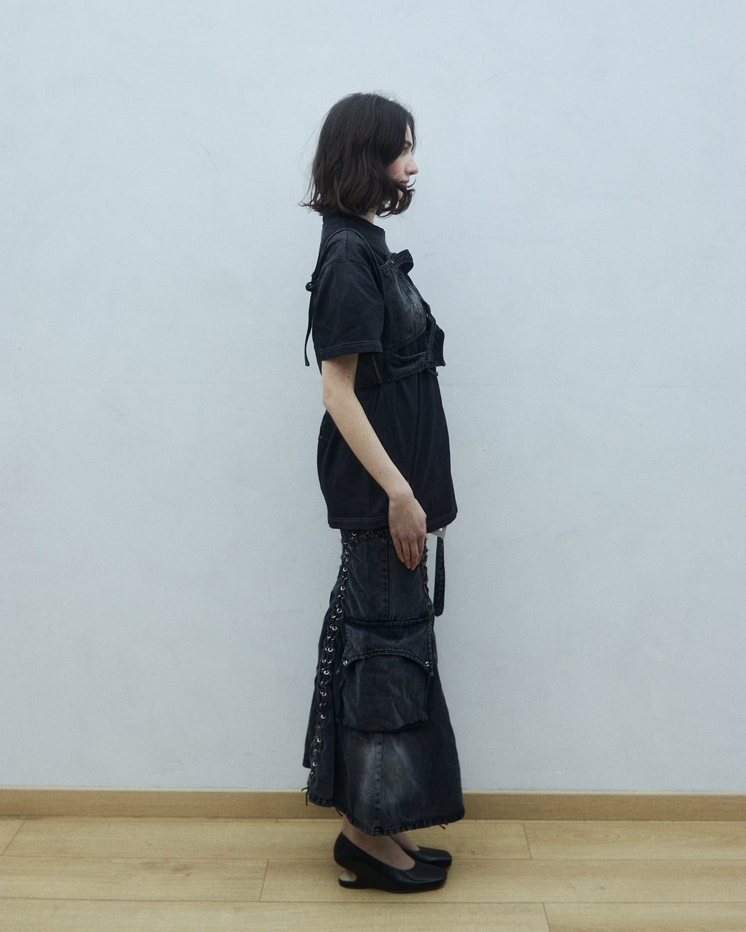 Asymmetrical denim vest