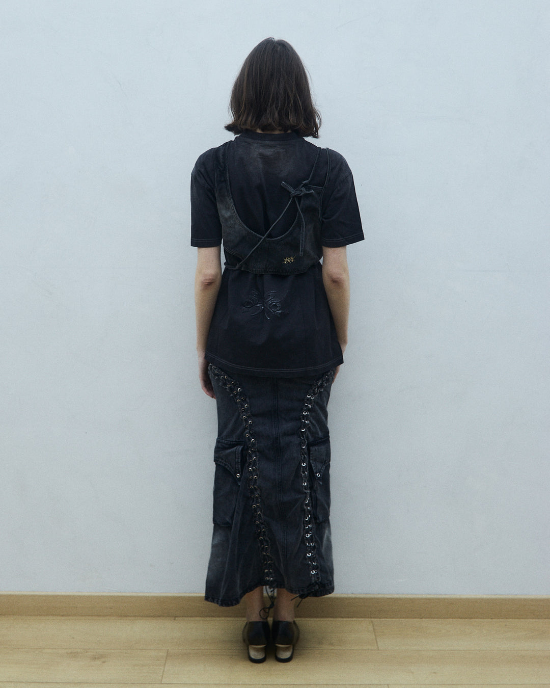 Asymmetrical denim vest