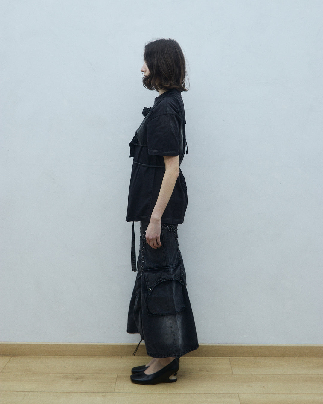 Asymmetrical denim vest