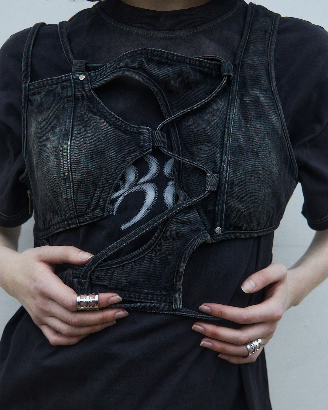 Asymmetrical denim vest