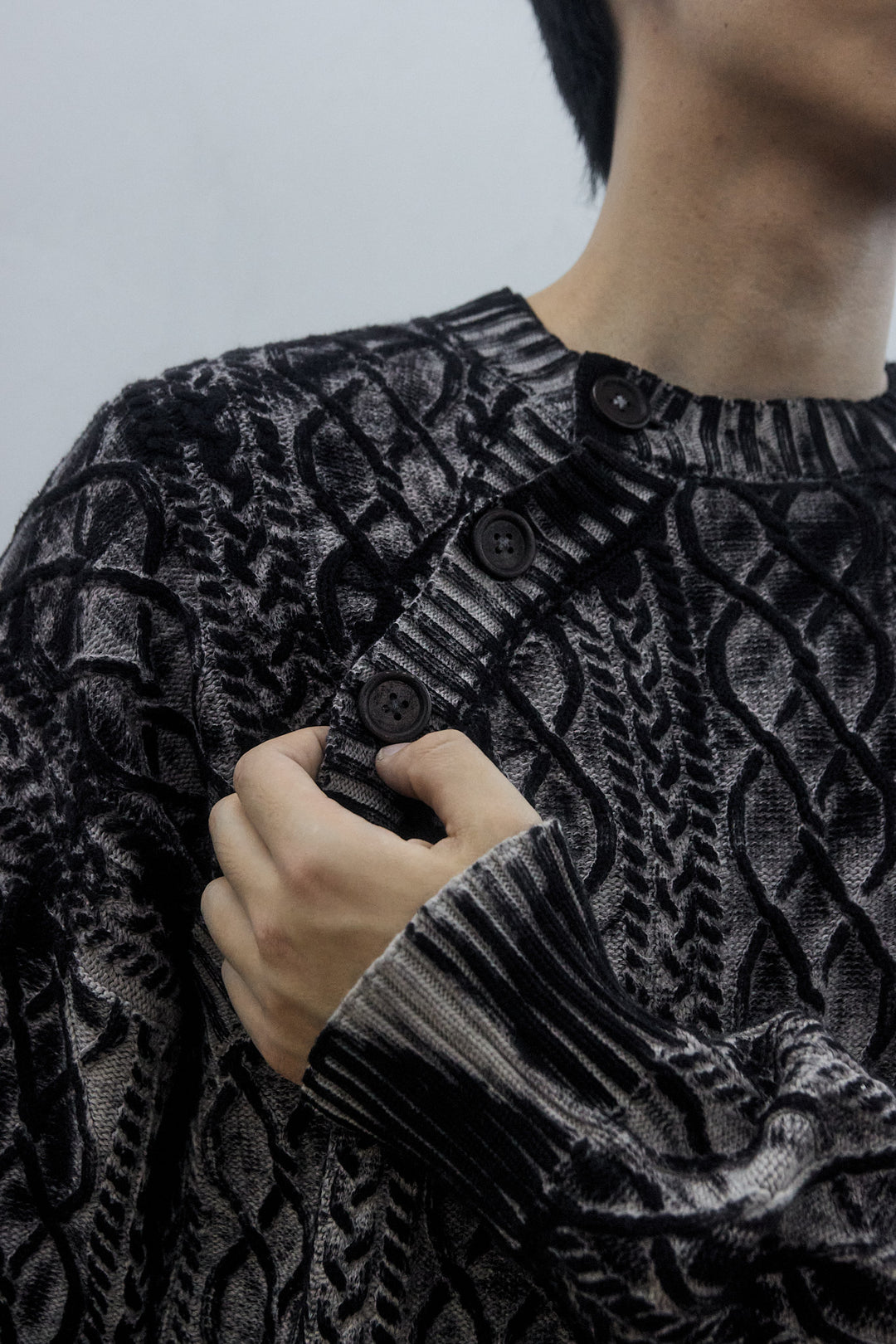 Hand Painted Slanted Collar Sweater