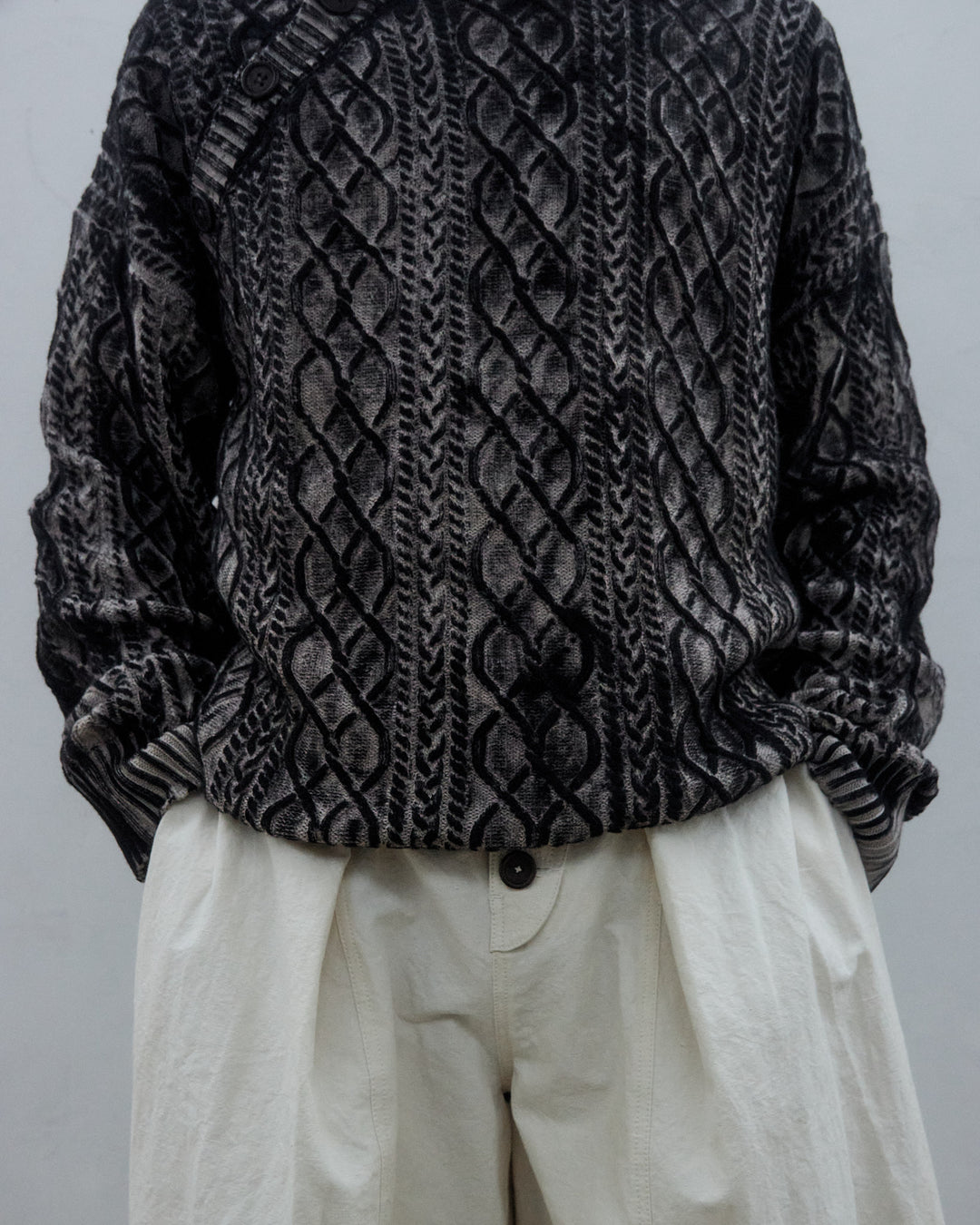 Hand Painted Slanted Collar Sweater