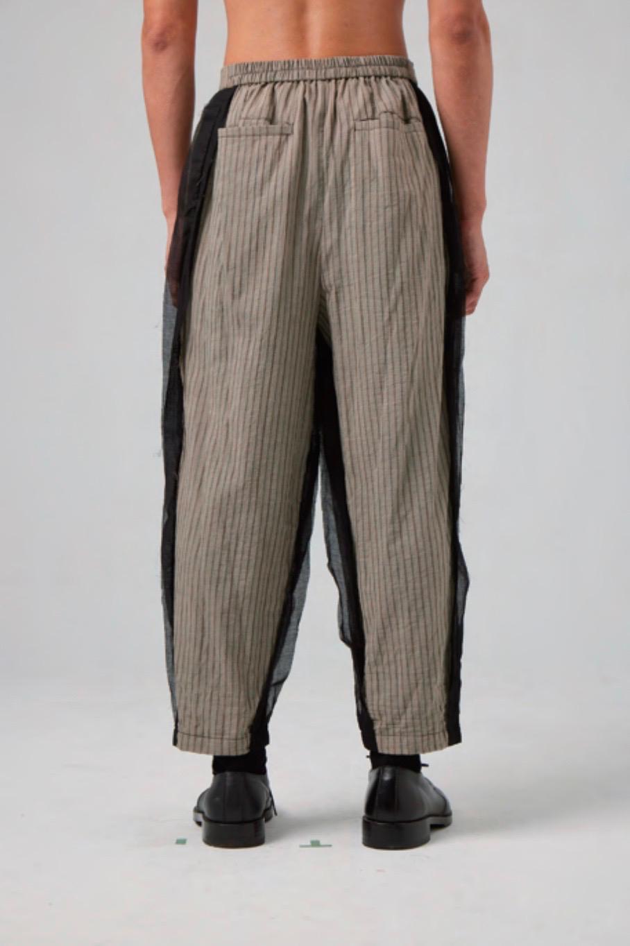 Hand Dyed Rawing Low Crotch Stripe Trousers