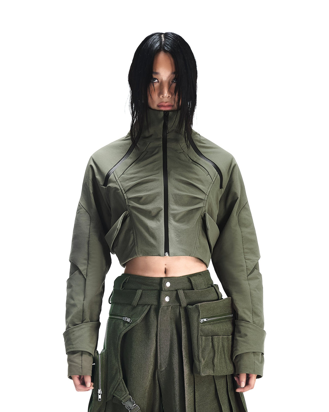 XIRVA CROPPED JACKET (Olive)