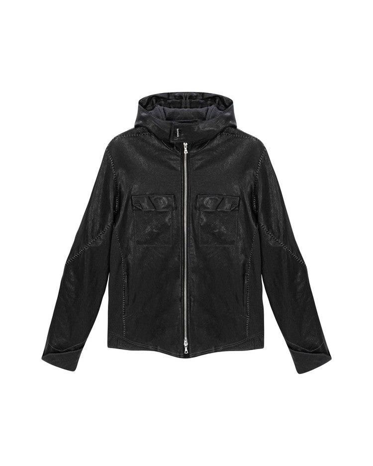 Hoodie Leather Jacket