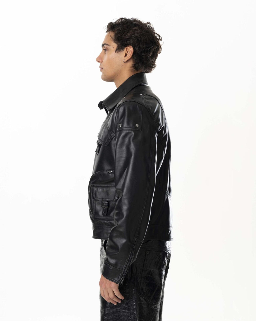 Multizip Leather Jacket Man – Black