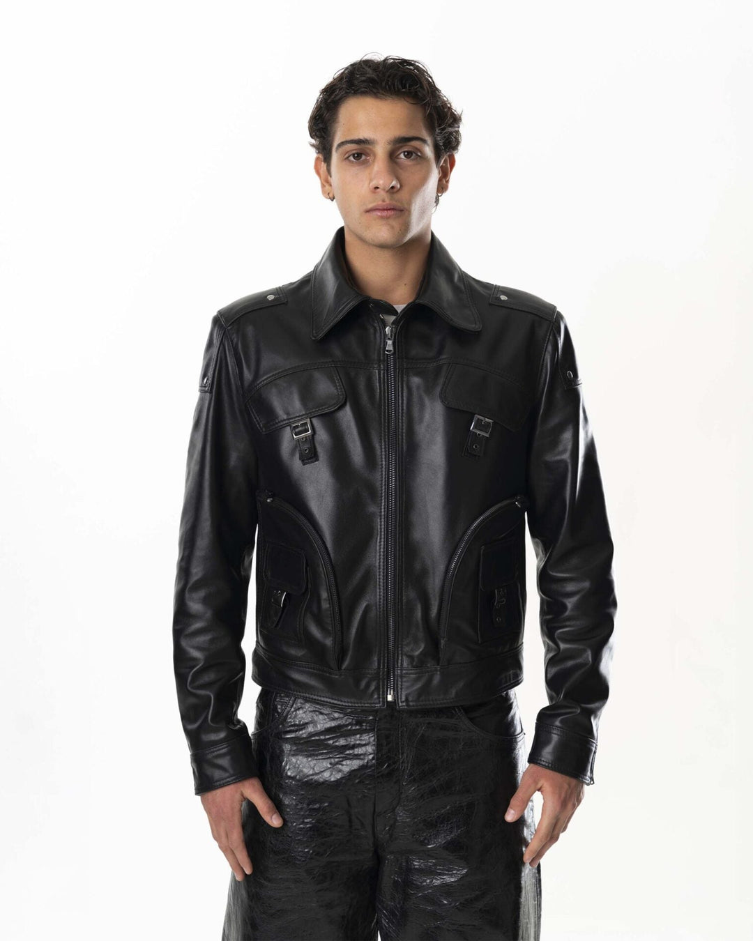 Multizip Leather Jacket Man – Black