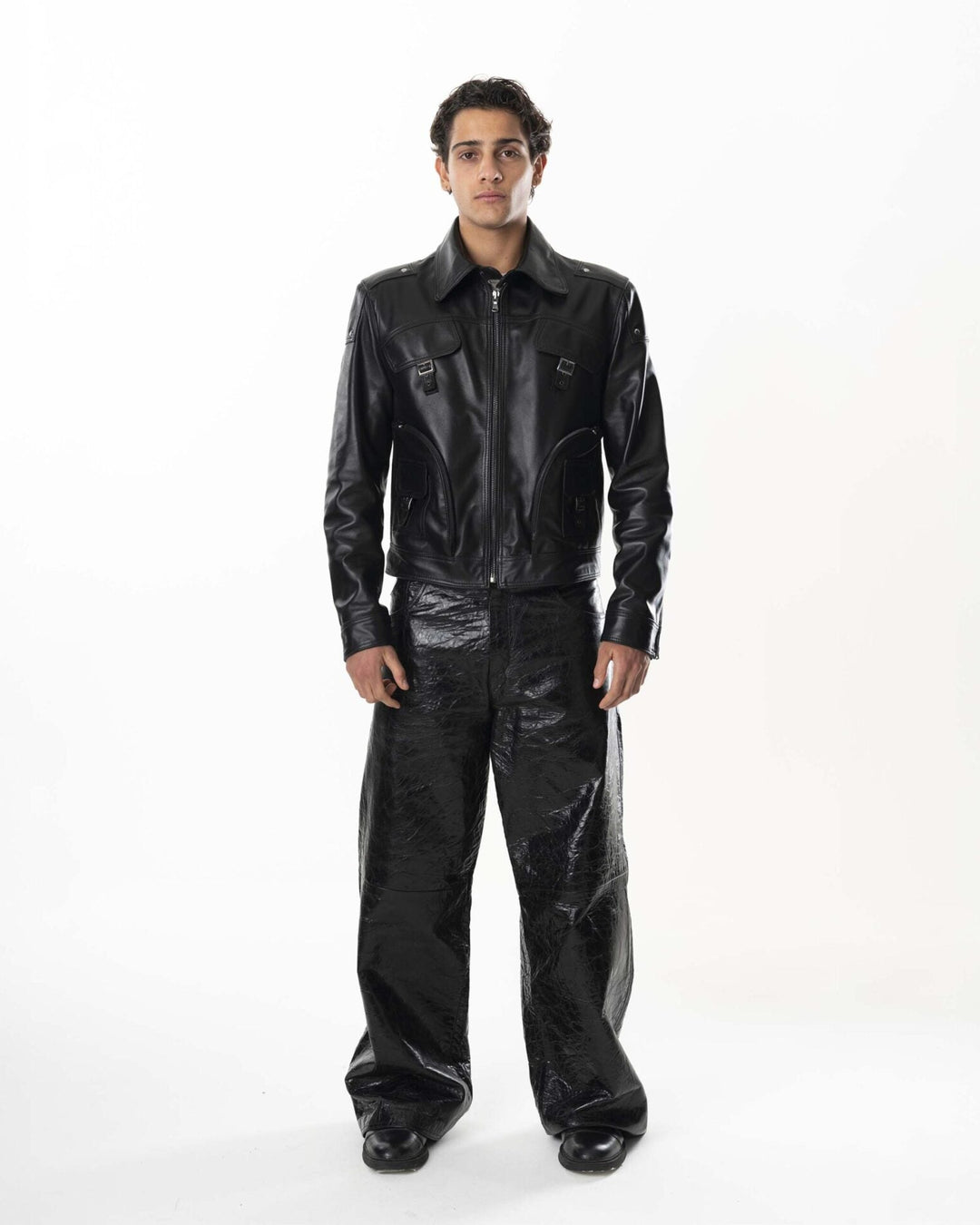 Multizip Leather Jacket Man – Black
