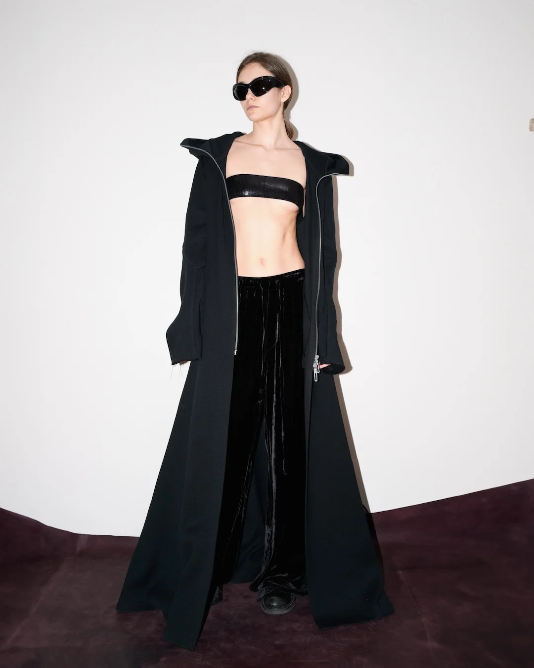 DISTORTED WOOL LONG COAT