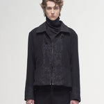 Jacquard patchwork jacket in black