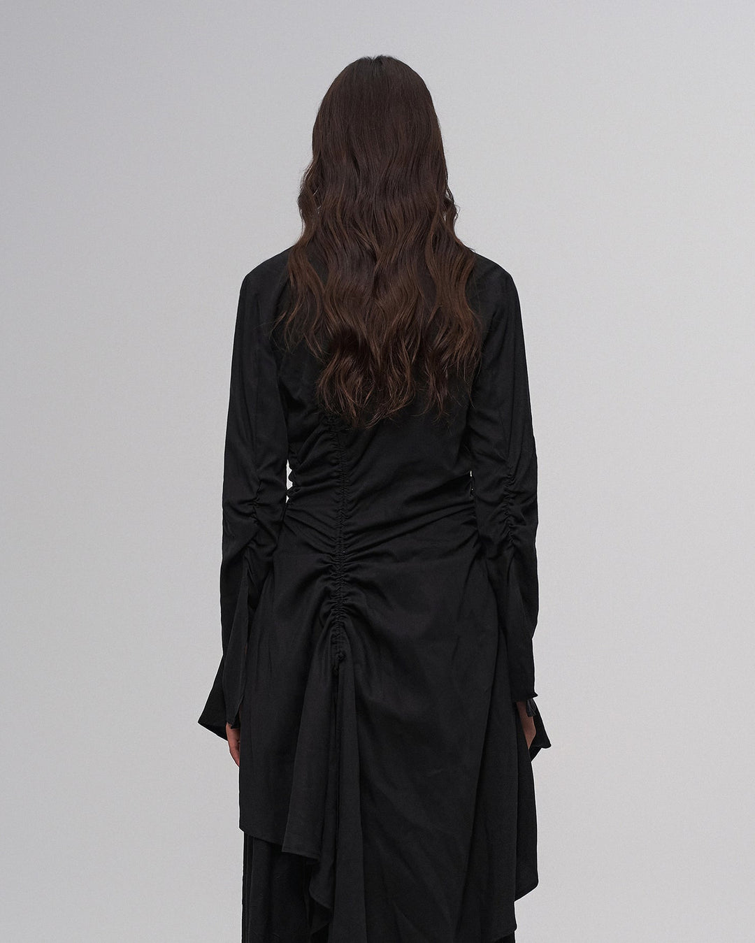 Black pleated shirt dress