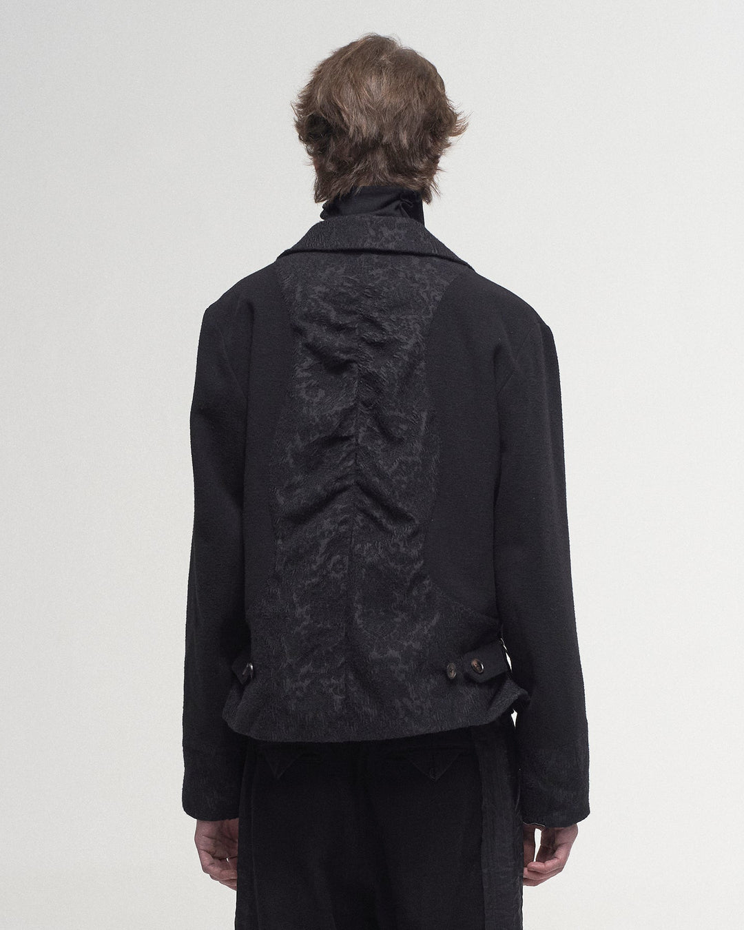 Jacquard patchwork jacket in black