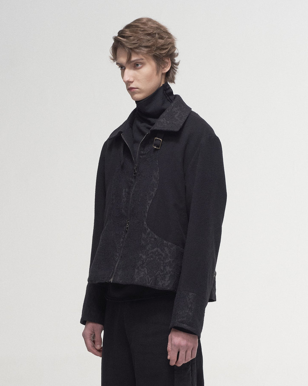 Jacquard patchwork jacket in black