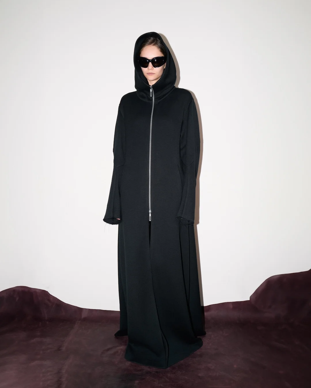 DISTORTED WOOL LONG COAT