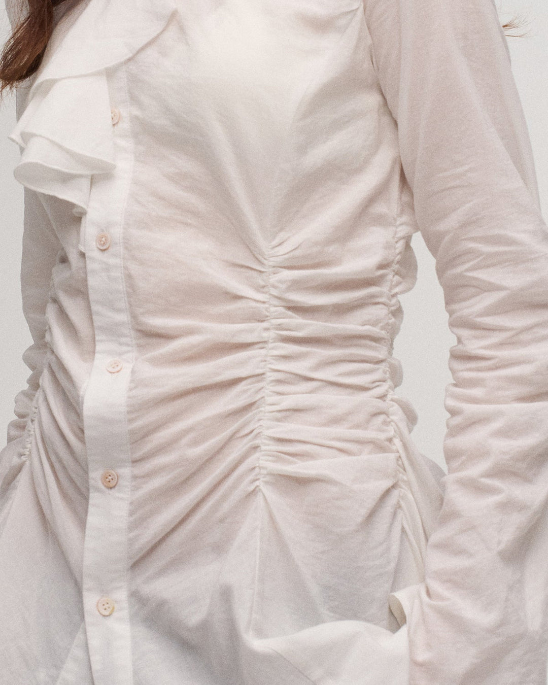 White pleated shirt dress