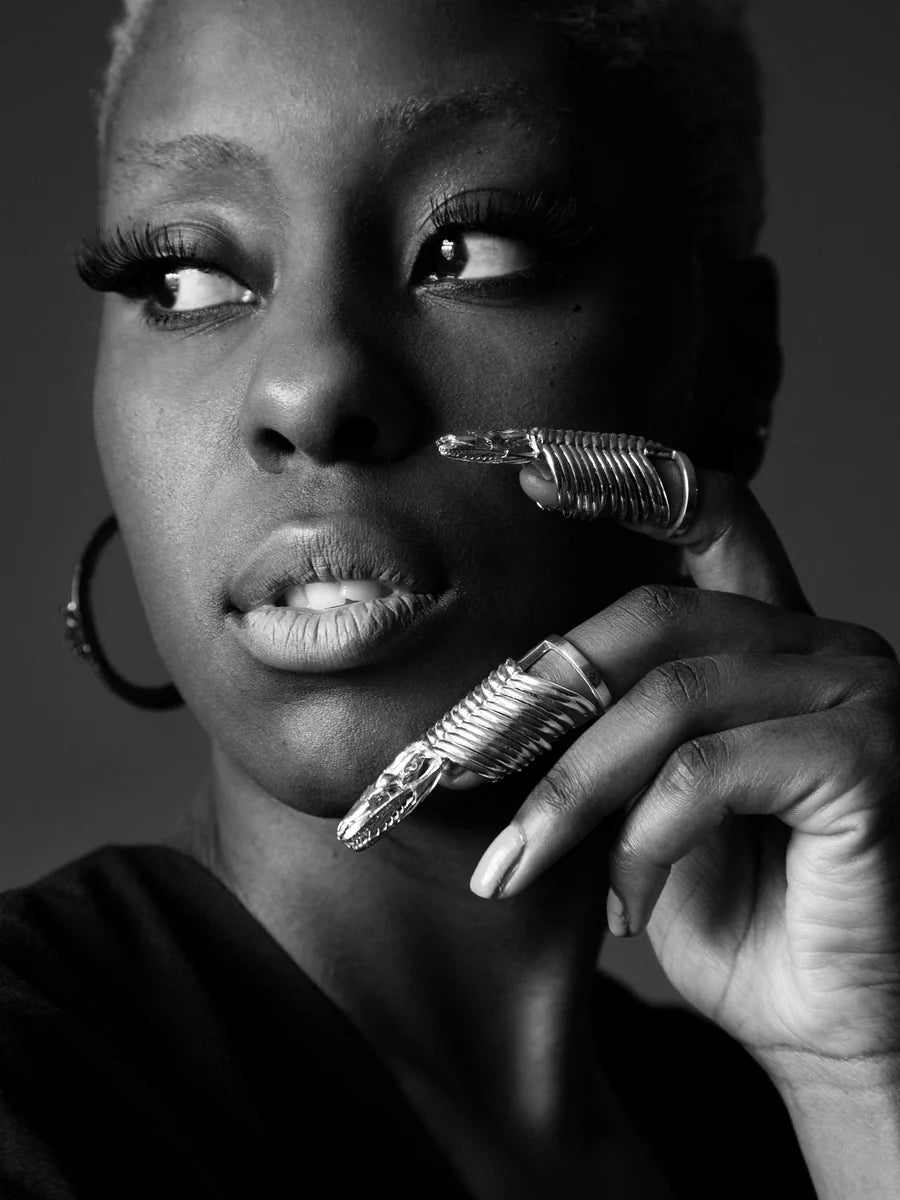 SNAKE NAIL RING [SILVER] - BIG HEAD